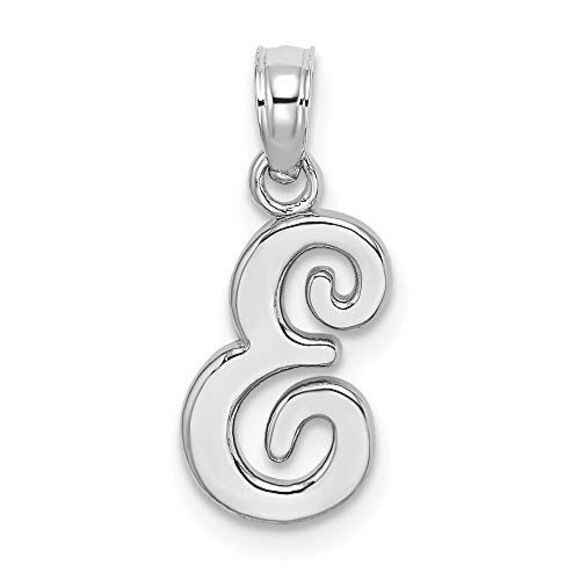 10K White Gold Polished E Script Initial Charm - Picture 5 of 9